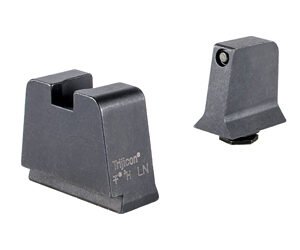 Trijicon GL243-C-601145 — Suppressor/Optic Height, Night Sights, Black Front With Metal Rear & Green Lamps