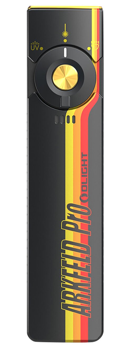 Olight Arkfeld Pro Black/Racing Stripes 1/15/100/420/1,300 Lumens White LED Green Laser UV Light