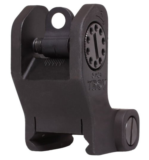 Troy Industries Rear Fixed BattleSight Round Black Hardcoat Anodized for AR-15/AR-10