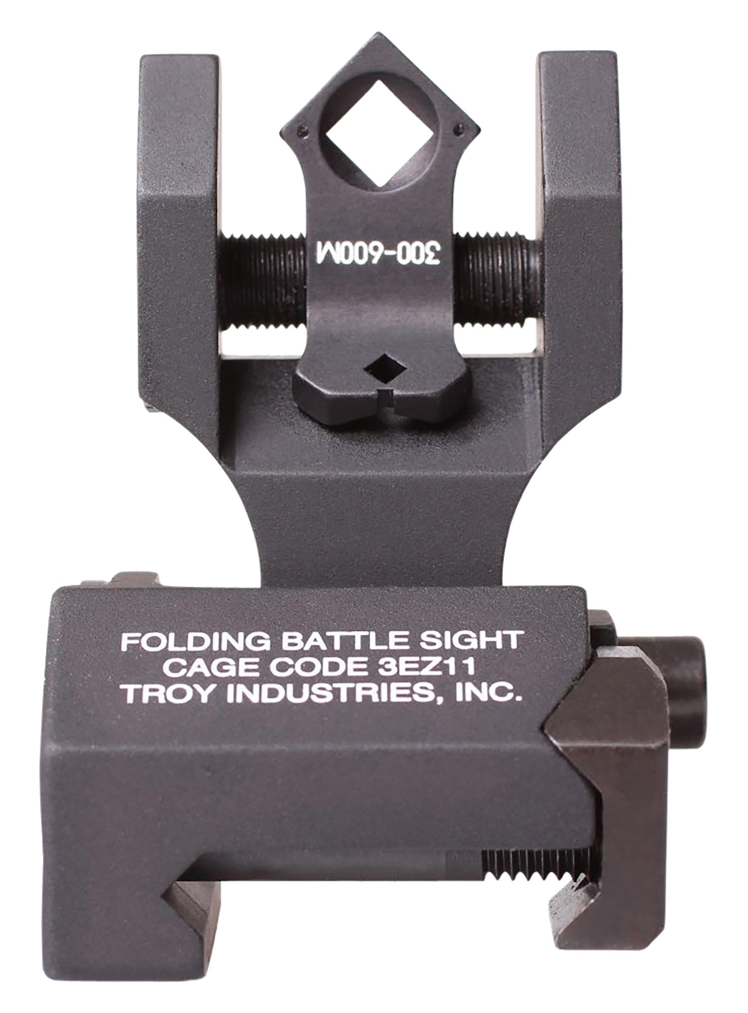 Troy Industries SSIGFBSTTBT00 Tritium Rear Folding BattleSight Round Black Hardcoat Anodized for AR-15