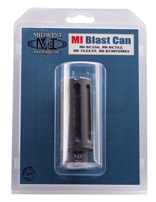 Midwest Industries Blast Can Black Hardcoat Anodized 6061-T6 Aluminum with 1/2"-28 tpi Threads, 3.38" OAL