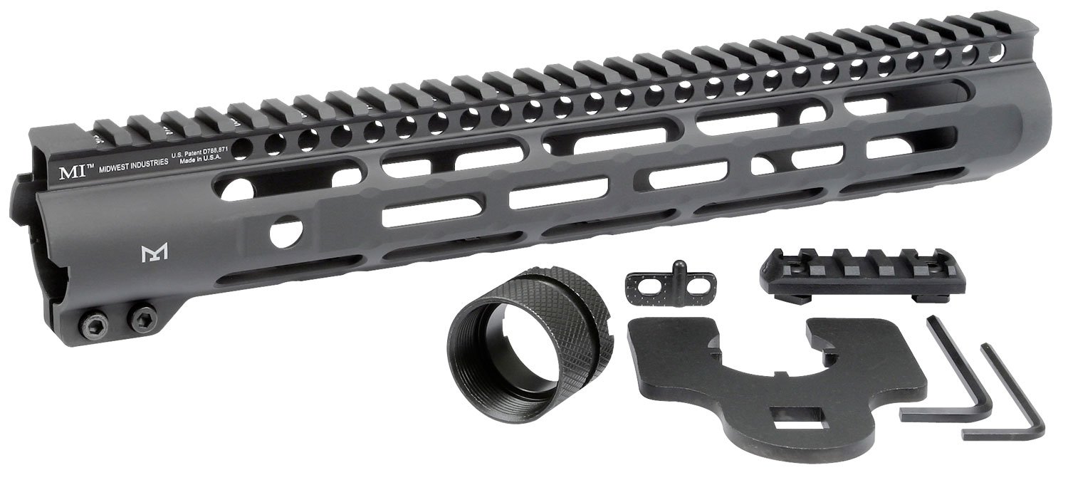 Midwest Industries Slimline AR-15 Black Hardcoat Anodized Aluminum/Polymer 12.625" Picatinny/M-LOK