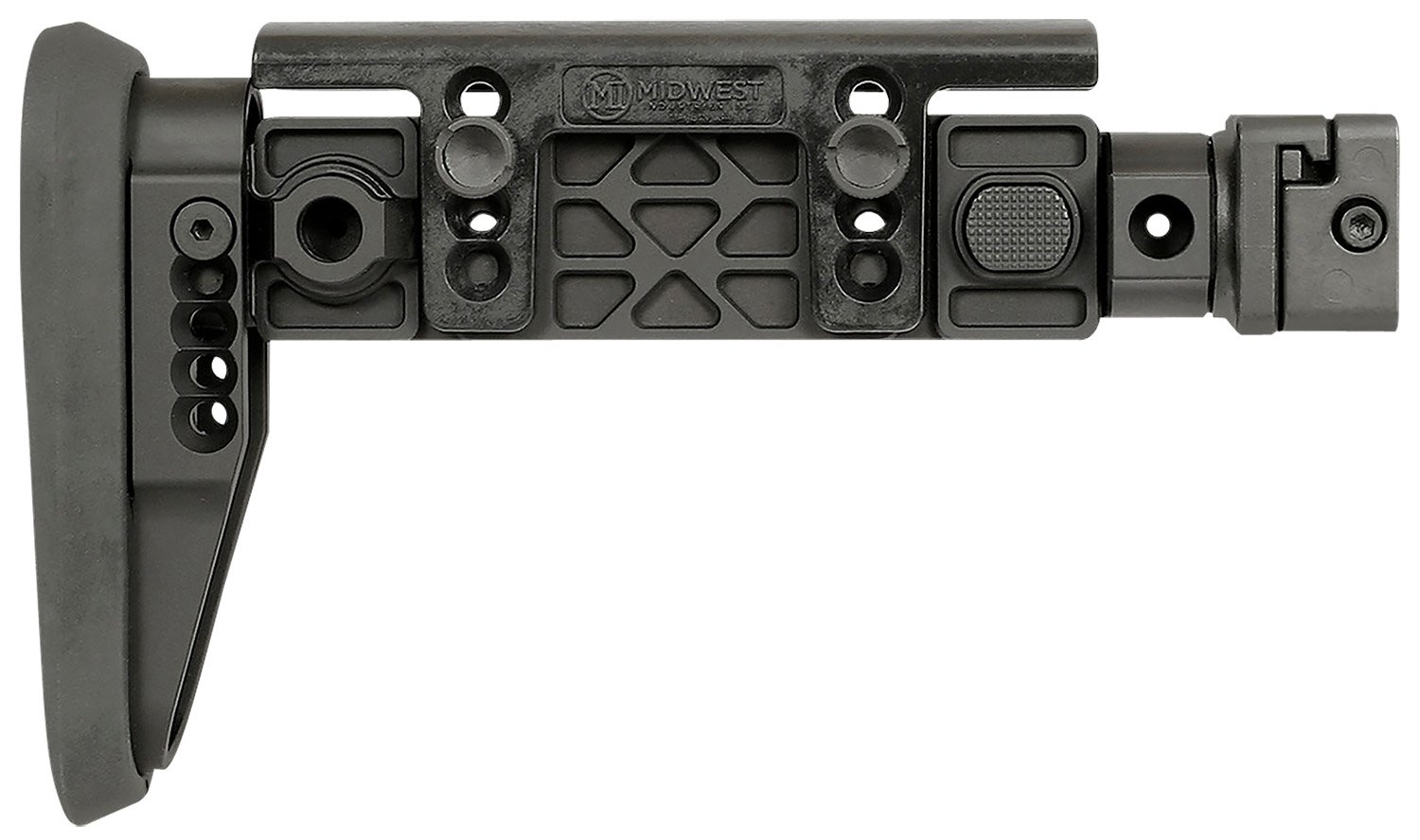 Midwest Industries Alpha Folding Stock Black Synthetic Side with Adjustable Cheekrest, Compatible w/ 1913