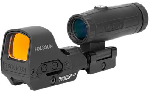 Holosun Black 1x/3x 0.91x1.26" 2 MOA/65 MOA 2 MOA Green Dot/65 MOA Circle Reticle