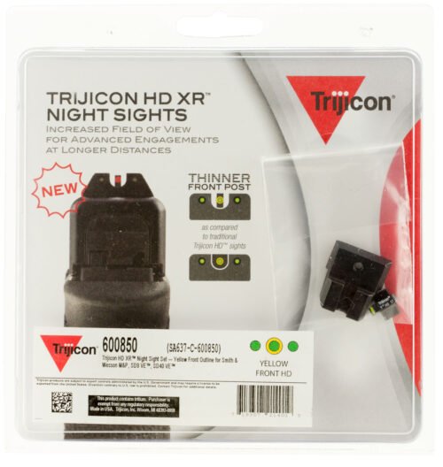 Trijicon HD XR Night Sights Green/Tritium Yellow Outline Front Sight-Green Tritium Black Rear Sight Smith (600850)