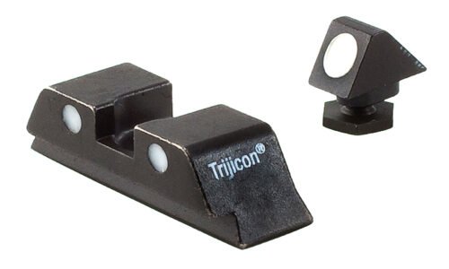 Trijicon Bright & Tough Steel Sights Black White Dot Front Sight-Black Dots Rear Sight-Glock 17 MOS/19