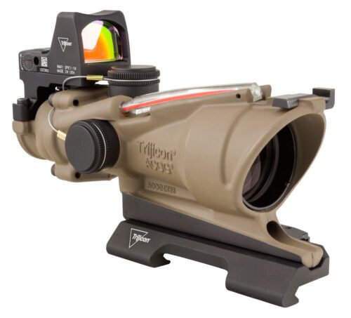 Trijicon ACOG ECOS Combo Flat Dark Earth 4x32mm Illuminated Red Crosshair .223 BDC Reticle