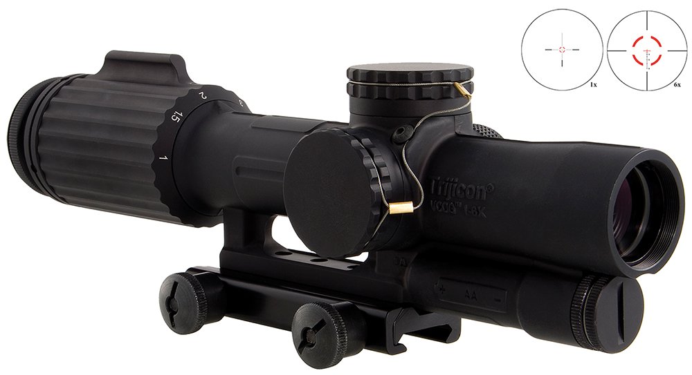 Trijicon VCOG Black Hardcoat Anodized 1-6x 24mm LED Illuminated Red Segmented Circle w/Crosshair 223 55gr