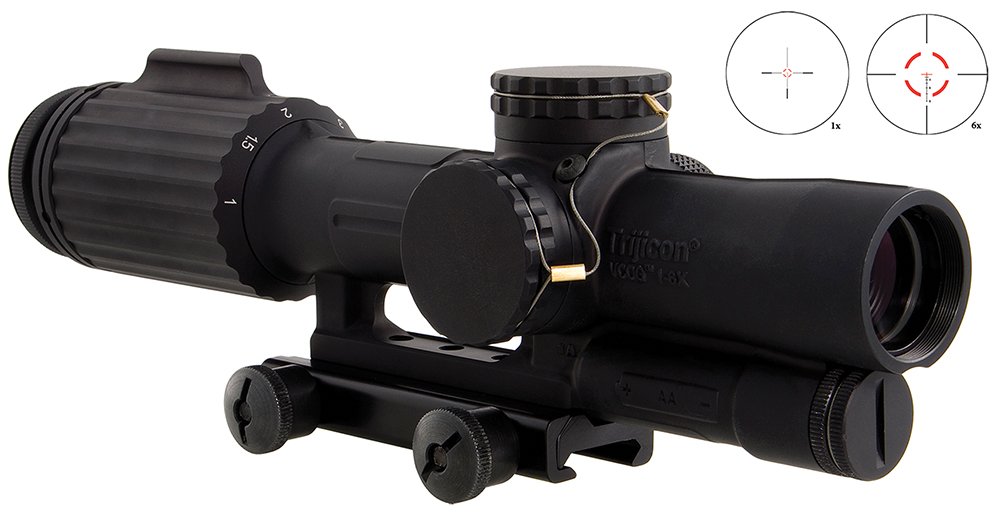 Trijicon VCOG Black Hardcoat Anodized 1-6x 24mm LED Red Segmented Circle w/Crosshair 223 77gr Reticle